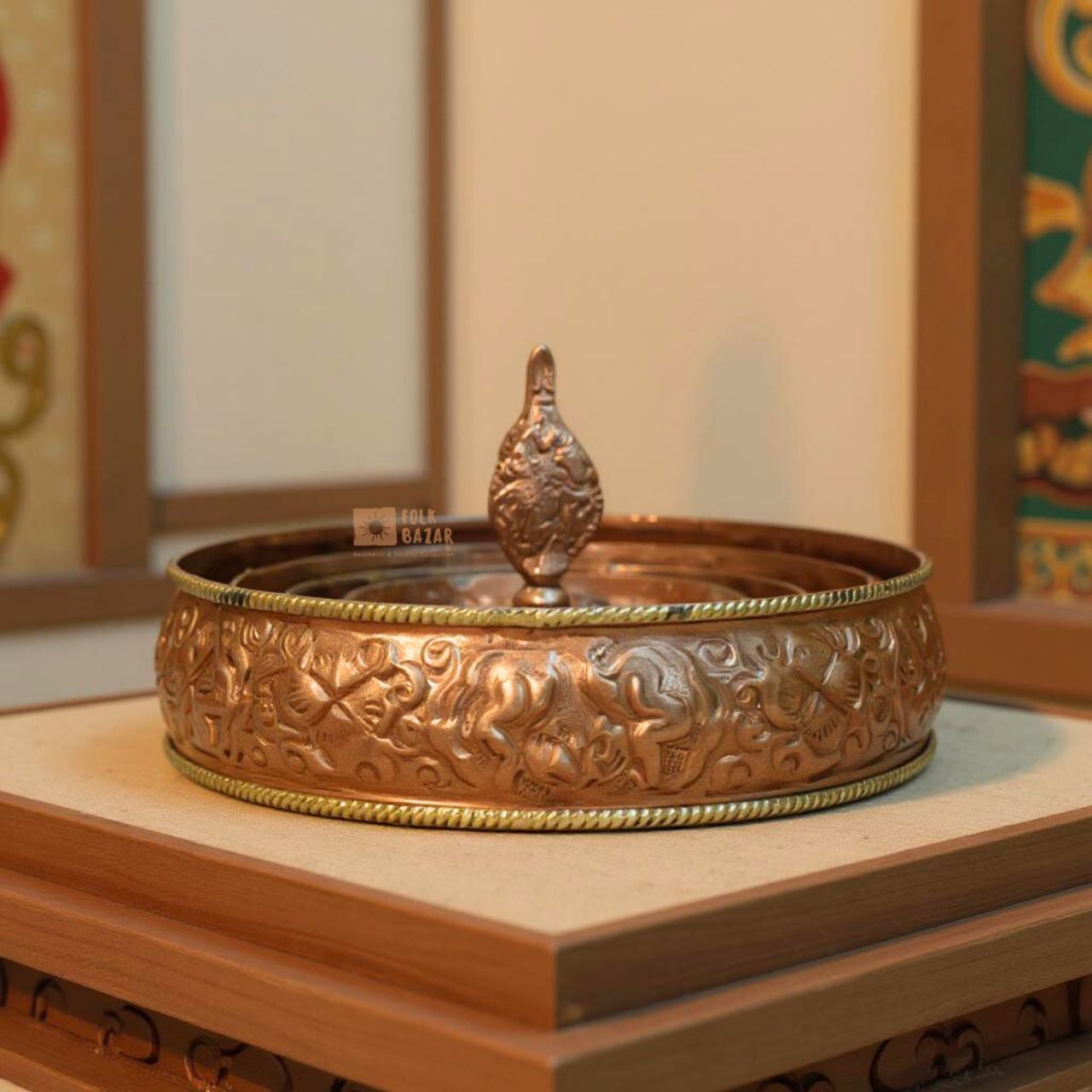 Hand Carved Copper Mandel (Mandala)